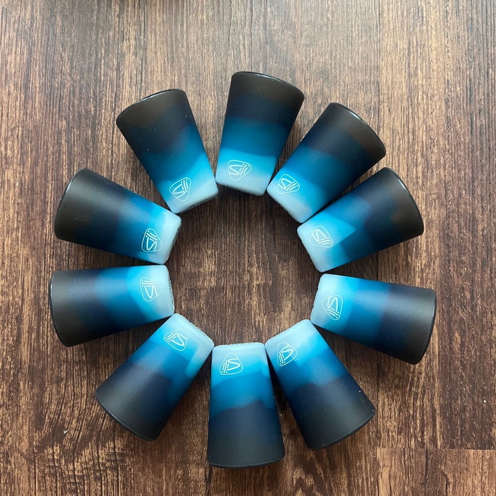 10 Blue Ombré Sili Pint 1.5 oz Silicone Shot Glasses